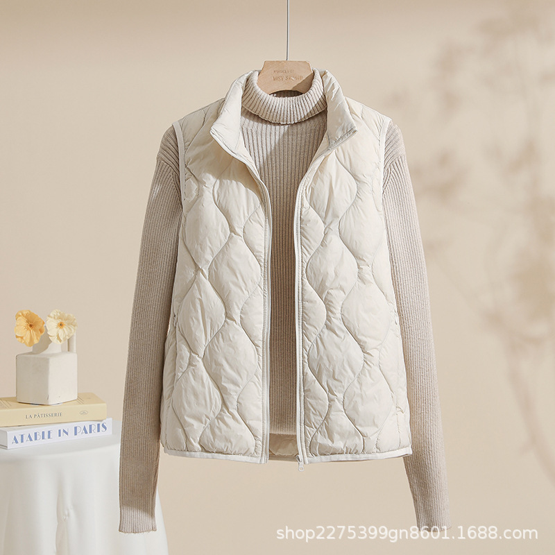 Women's down Jacket 2025 Autumn and Winter Lightweight Short Stand Collar Vest Versatile White Duck down Vest Jacket Korean Style