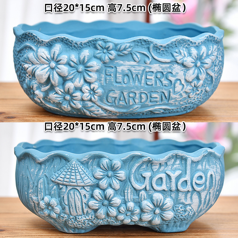 多肉花盆大量批发陶瓷植物粗陶复古素烧紫砂创意大小口径简约跨境|undefined