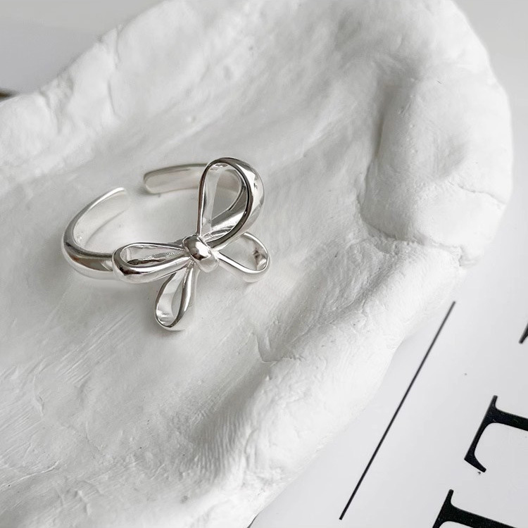 Open Rings Classification 1 Piece 925 Sterling Silver Bow Knot Open Rings