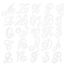 草书大写英文字母白色刺绣熨烫贴片跨境补丁贴批发套装徽章章仔贴