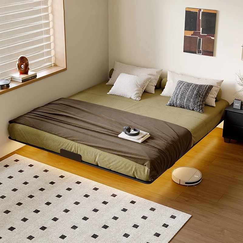 Cama de acero al carbono ambientalmente respetuosa con la cama sin cabeza de suspensión dormitorio pequeño doble marco de cama de suspensión de 1,5 metros sin cama de respaldo 0 pegamento