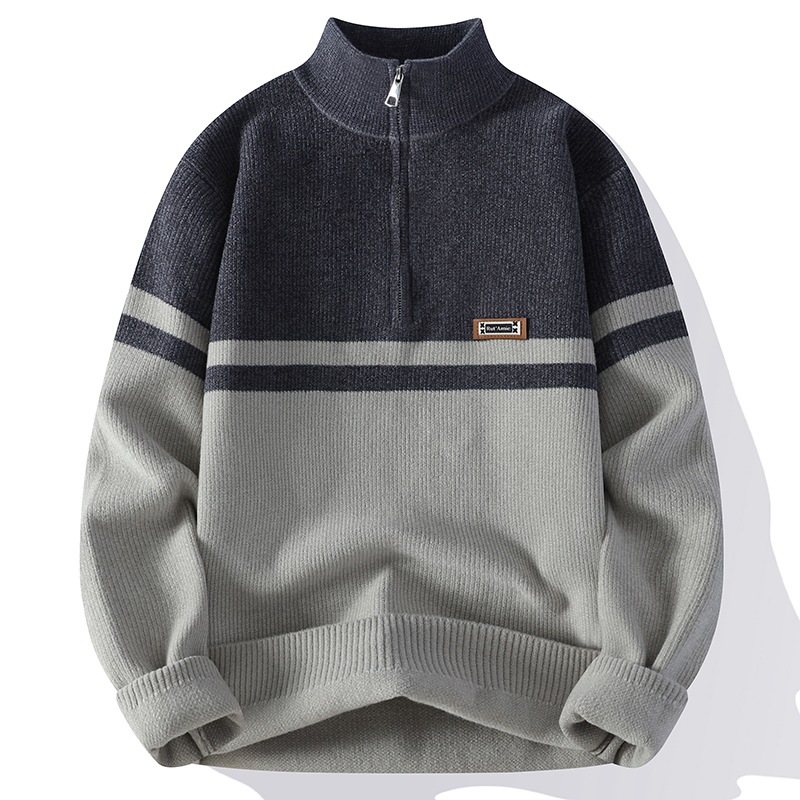 [Amazon Transfronterizo Comercio Exterior Agencia] Otoño e invierno de 2025 promueve suéter casual de punto suelto de semizilera para hombres