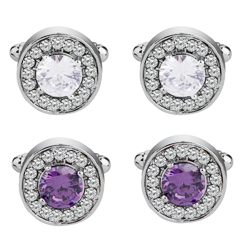 nuovi gemelli rotondi in cristallo con diamanti gemelli viola con zirconi per camicia_voghion.com