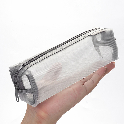 Three-dimensional simple transparent mesh pencil bag student examination special stationery bag large capacity portable storage bag wholesale