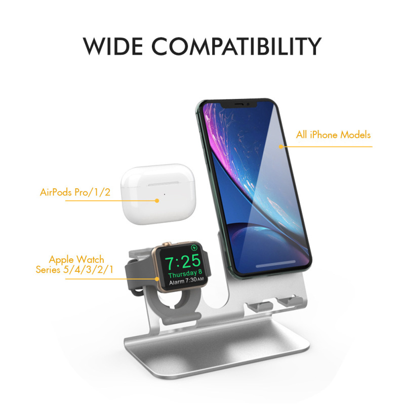AHASTYLEは、Appleの携帯電話、時計、イヤホンに適した3-in-1アルミニウム合金スタンド、AirPodsイヤホンベースです。|undefined
