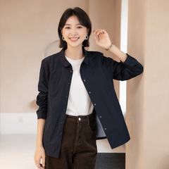 YUN韫春秋新款气质休闲黑色长袖通勤显瘦衬衫女上衣外套女士衬衫