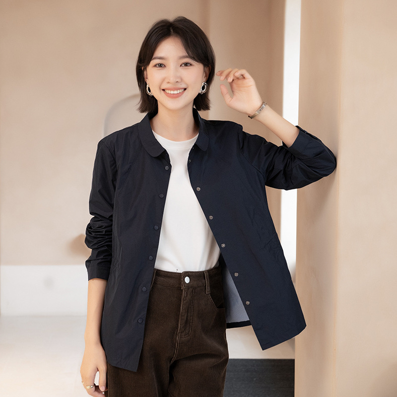 YUN韫春秋新款气质休闲黑色长袖通勤显瘦衬衫女上衣外套女士衬衫|undefined