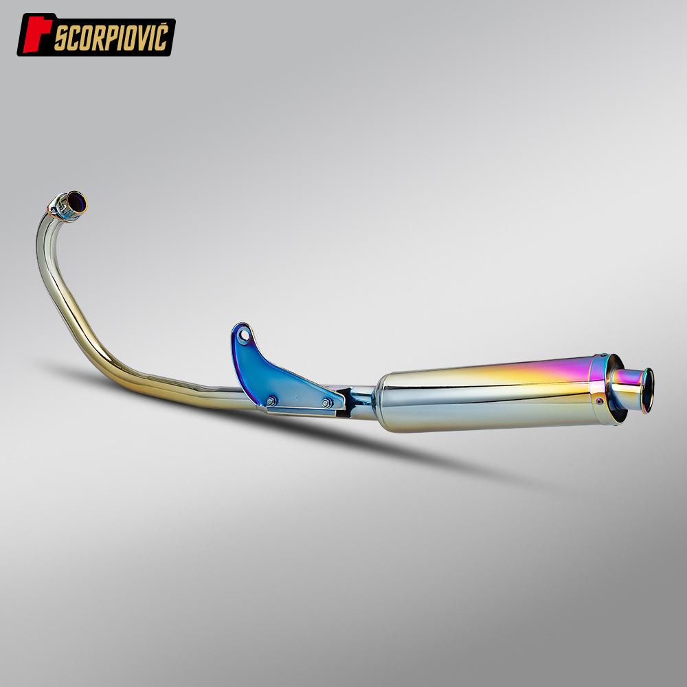 Motorcycle Cg125 Modification Stainless Steel Front Exhaust Pipe and Rear Exhaust Pipe, Colorful Full-Length Exhaust Pipe with Non-Destructive Installation