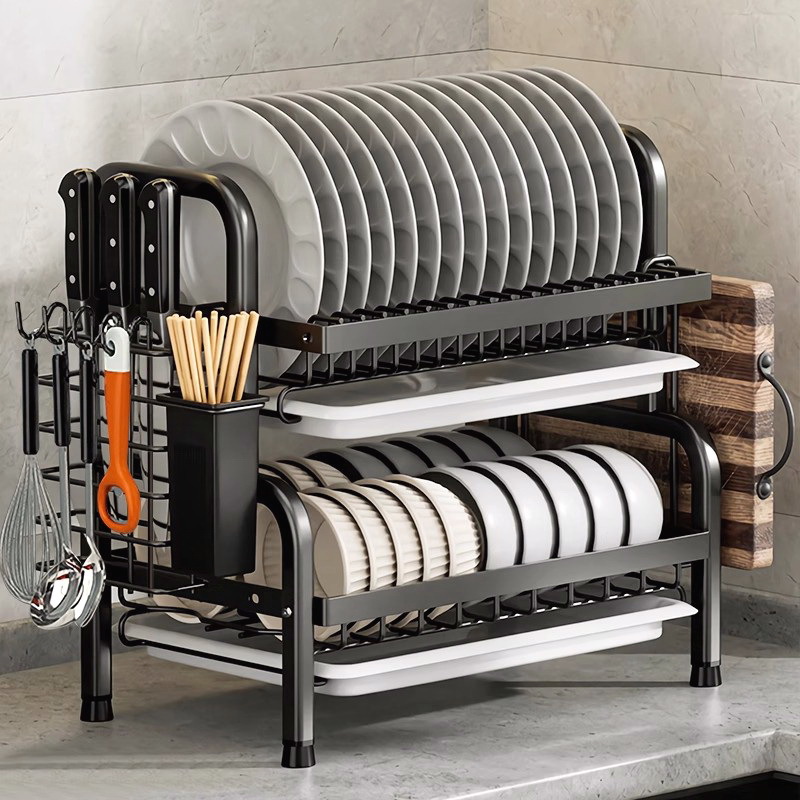 Estante de almacenamiento de vajilla de cocina Estante de vajilla de encimera multifuncional Estante de vajilla de drenaje doméstico Estante de vajilla de varias capas