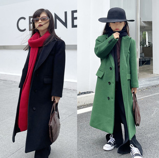 New Autumn and Winter Korean Japanese Children's Wear Boys and Girls Children's Woolen Material Woolen Coat Coat Unique Trendy Brand