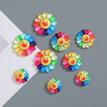 亮面七彩卡通笑脸太阳花表情树脂配件 diy奶油胶手机壳贴片材料