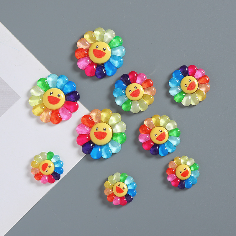 Glossy Colorful Cartoon Smiley Face Sunflower Expression Resin Accessories DIY Cream Glue Mobile Phone Case Patch Material Glossy Colorful Cartoon Smiley Face Sunflower Expression Resin Accessories DIY Cream Glue Mobile Phone Case Patch Material
