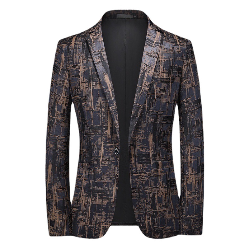 Four Seasons Men's Fashion Bronzing Suit Jacket Youth Slim-fit Large Size Suit