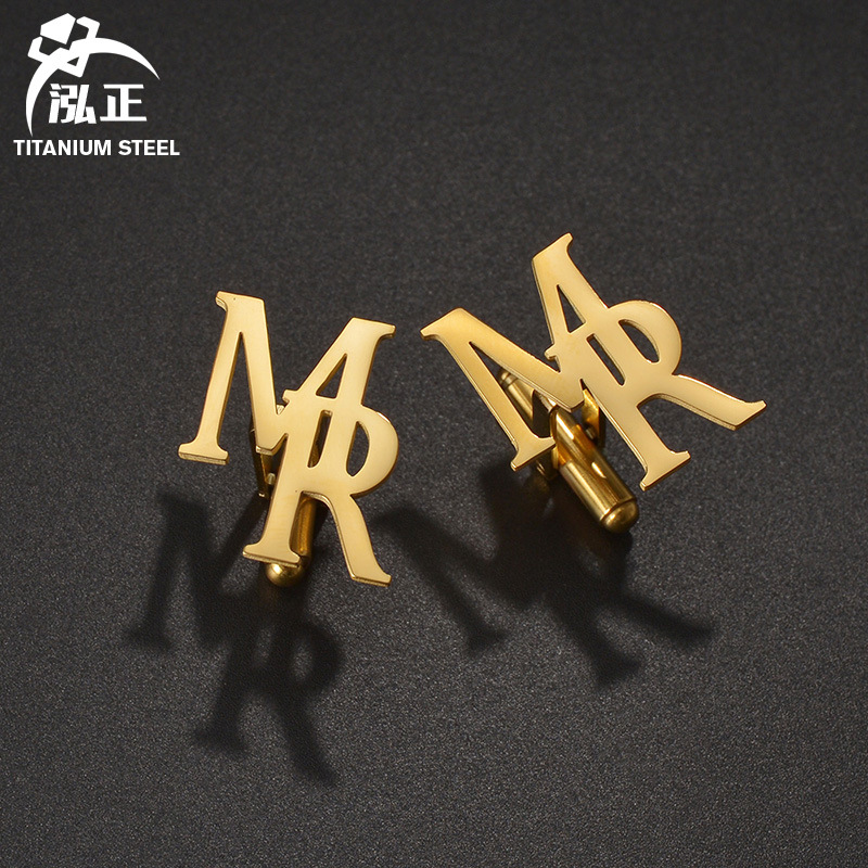 Amazon cross-border jewelry DIY letter cufflinks stainless steel suit men's cufflinks commemorative jewelry gift generation