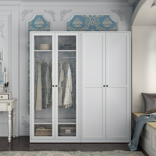 Steel Cabinet for Home Bedroom with Glass Door, Simple Metal Wardrobe, Economical Metal Balcony Storage Cabinet