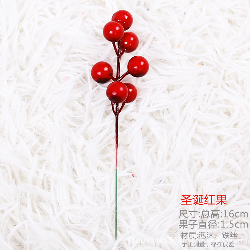 Venta al por mayor Navidad fruta roja árbol de Navidad decoración rama fruta roja cadena decoraciones de Navidad árbol de Navidad DIY decoración suministros