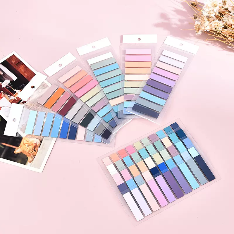 现货PET活页索引贴莫兰迪色便利贴ins风彩色学生n次贴纯色便签贴