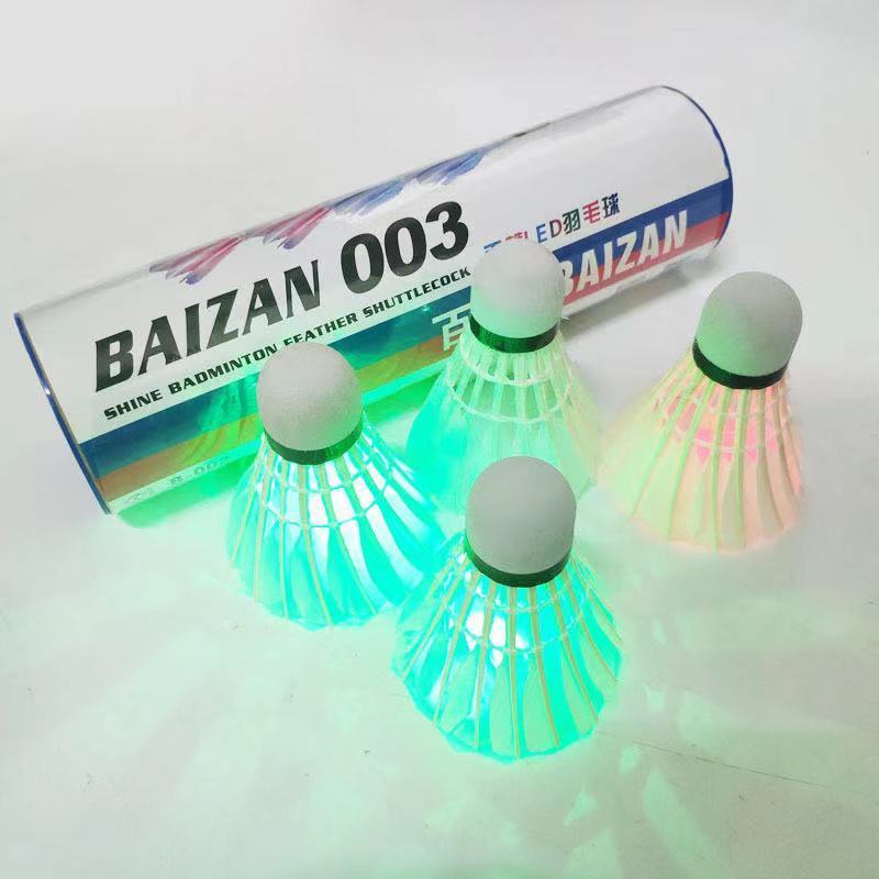 4-Pack of Luminous Badminton Balls, High Elasticity and Durability, Fluorescent Duck Feather Badminton Balls for Outdoor Play at Night, with Switch Factory