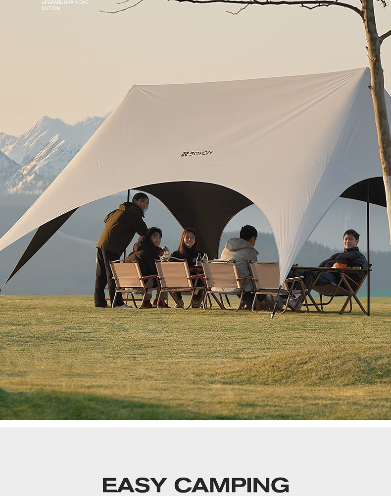 SOYON Quick-Setup Black Vinyl Canopy Tent Outdoor Camping Equipment Full Set New Model No-Assembly Sunshade Canopy