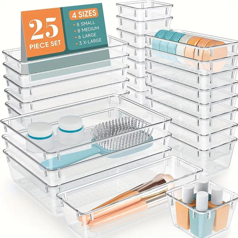 Desktop Stationery Miscellaneous Storage Box Partition and Organization Plastic Box Partition Artifact Storage Drawer Transparent Storage Box