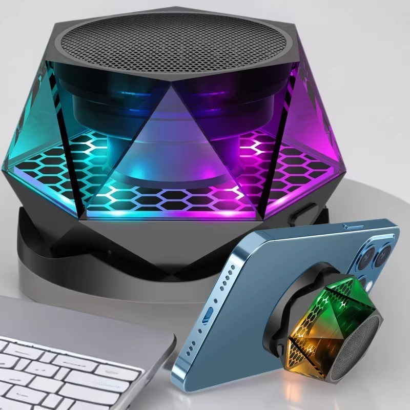 Ventosa para teléfono móvil, Altavoz Bluetooth, mini subwoofer portátil, cañón de acero pequeño luminoso, micrófono G200 que canta, 5 vatios