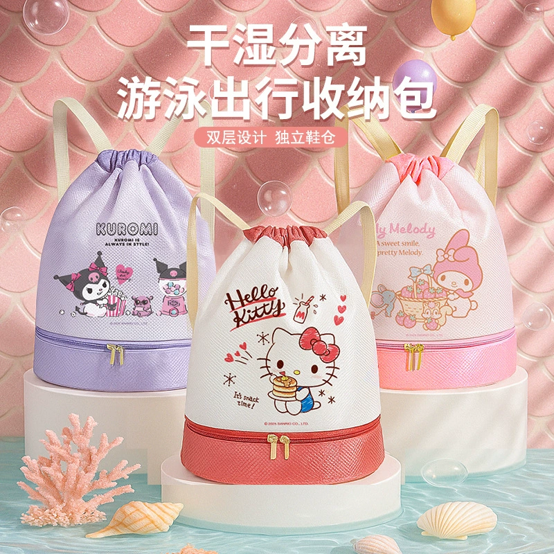 Sanrio, новая спортивная сумка для хранения на открытом воздухе, детская портативная дорожная водонепроницаемая сумка для хранения сухих и влажных вещей