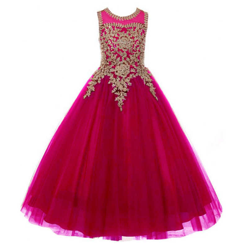 Niñas transfronterizas encaje caliente diamante vestido de princesa sin mangas vestido de niños espectáculo de cumpleaños desfile anfitrión vestido de prenda