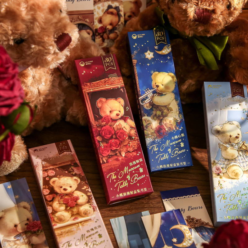 Mr. Paper Bookmark en caja Little Bear Romantic House Dream Theme Cálido Cura Redacciones Páginas Tarjeta pequeña Marcador