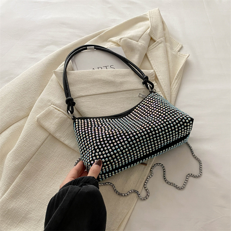 Bolso con incrustaciones de diamantes para mujer 2024 nuevo bolso de hombro de moda de alta calidad de estilo extranjero de primavera y verano bolso bandolera de todo fósforo de nicho