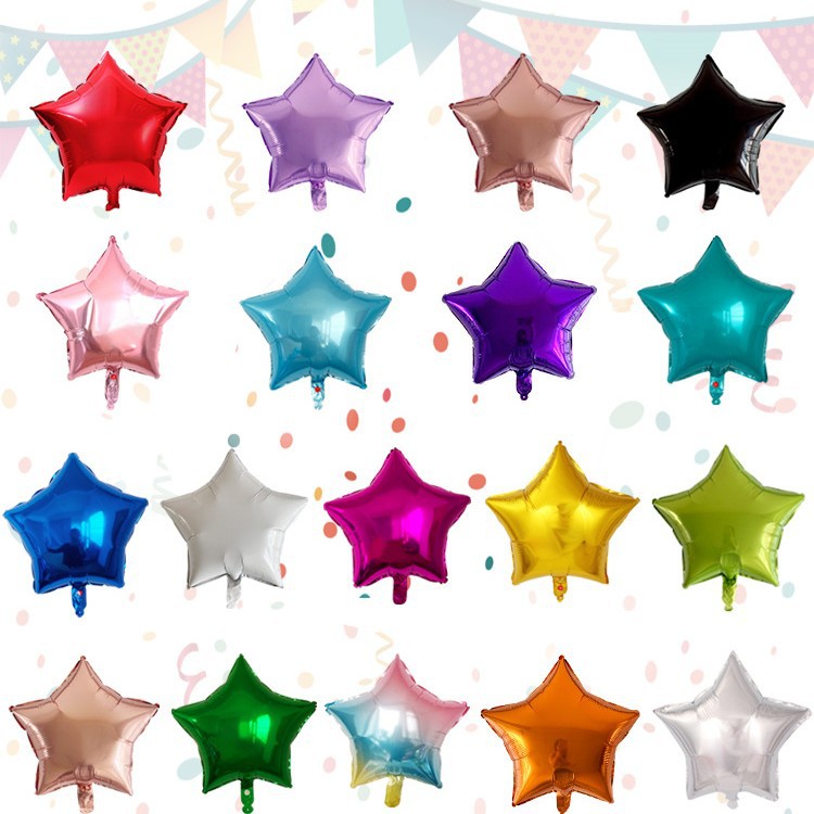 Estrella de cinco puntas Globo de aluminio de 18 pulgadas Decoración de la boda Decoración de fiesta de cumpleaños Varias escenas Estrella de cinco puntas de 18 pulgadas al por mayor
