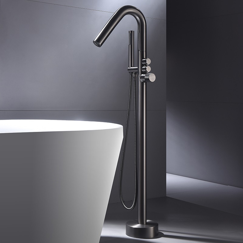 Pistola gris piso redondo grifo de la bañera