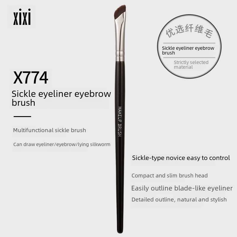 xixi sickle eyeliner eyebrow brush fine oblique head easy to use fiber hair eye makeup brush easy to carry X774
