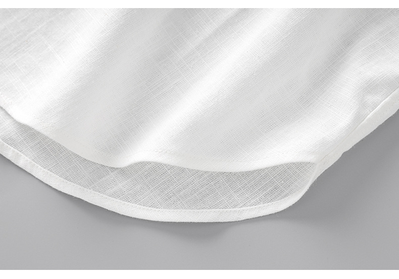 Áo sơ mi nữ linen tay dài cổ bẻ phong cách tiền cũ — Màu trắng chi tiết 19