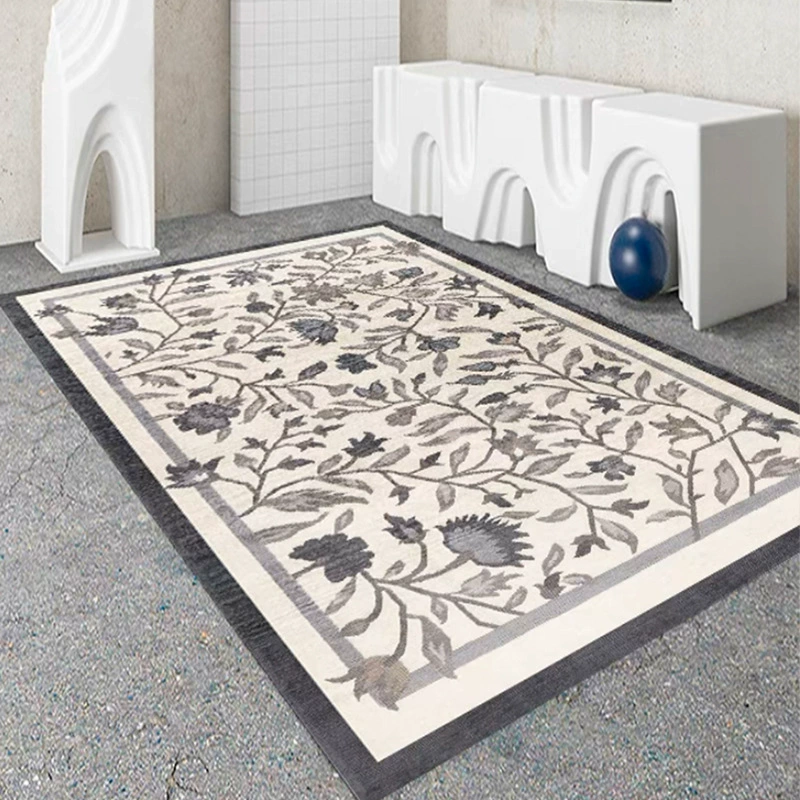 Carpet rug for living room, non-slip home carpet, simple elegant floral design, multiple sizes 40×60–200×300 cm