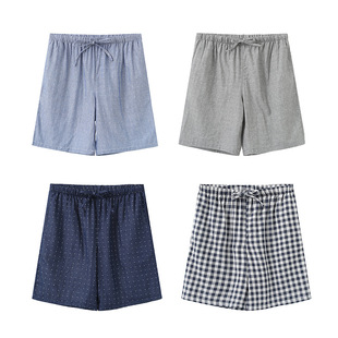 Men's Shorts 2025 Summer New Style Loose Large Size Home Casual Cotton Double-Layer Gauze Pajamas Thin Section