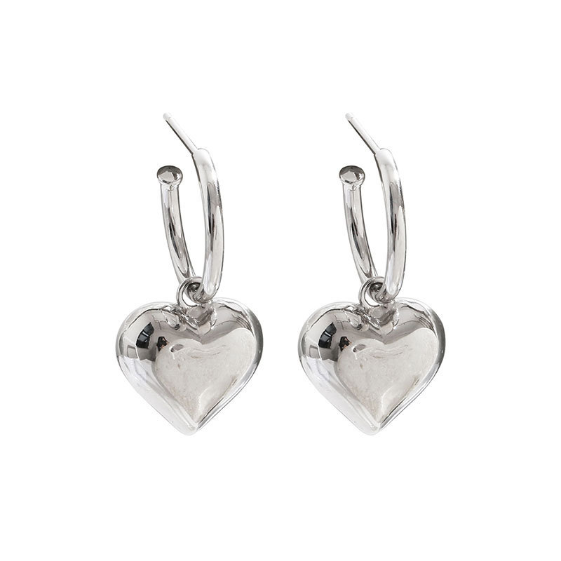 Love Heart Earrings Womens New Fashion Online Red Fashion Personality Circle Korean Temperament Entry Lux Cold Style Ear Hookpicture8