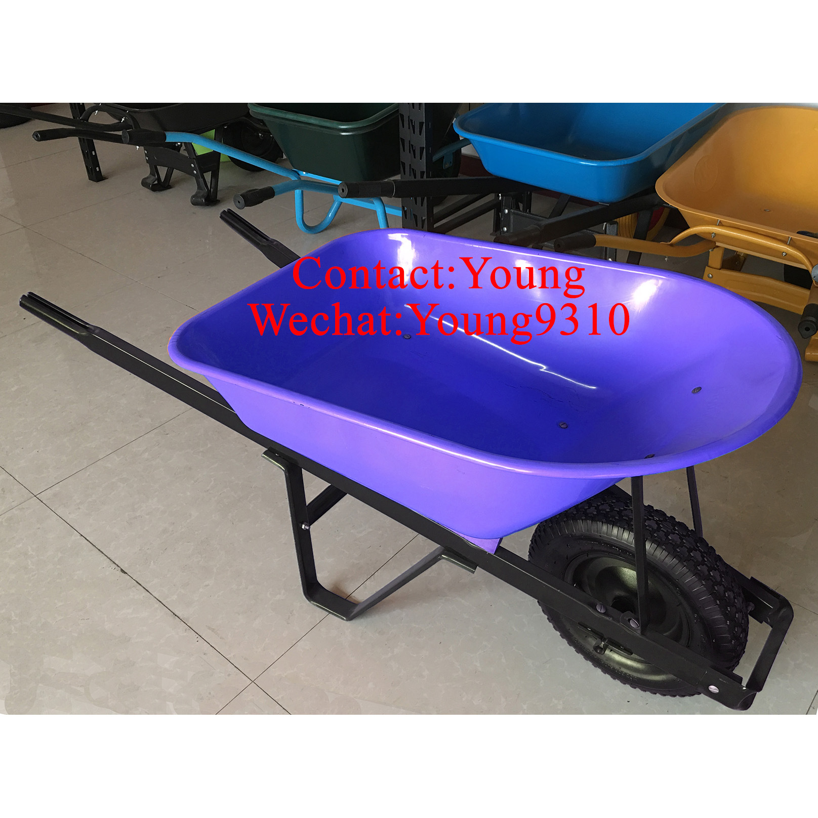 厂家批发 欧洲美洲款塑料车斗 铁斗独轮手推车 WH7601 颜色多样