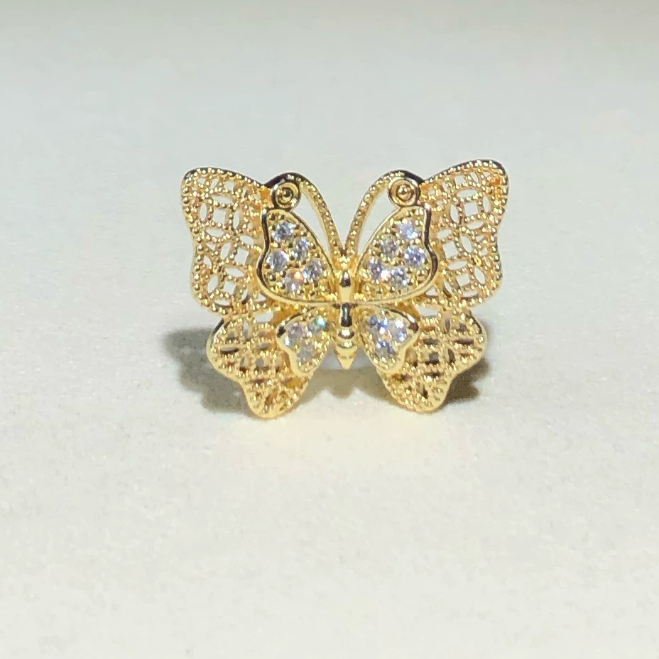 14K Gold-Filled Strong Color-Preserving Crystal DIY Accessories Cut Out Lace Butterfly Spacer Bead Flower Holder Bracelet Necklace Handmade Accessories