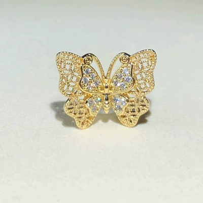 14K Gold-Filled Strong Color-Preserving Crystal DIY Accessories Cut Out Lace Butterfly Spacer Bead Flower Holder Bracelet Necklace Handmade Accessories (Zərgərlik ara hissələri) - golden-butterfly