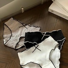 日系少女软糯纯棉内裤女棉简约慵懒风中腰包臀女生三角裤头批发