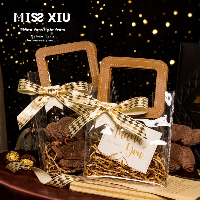 PVC透明手提袋禮品袋塑料ins包裝禮物禮盒父親節日粽子伴手禮袋