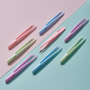 Macaron Planner Colorful Tweezers DIY Nail Art Stickers Student Pointed Tweezers Plastic Clips