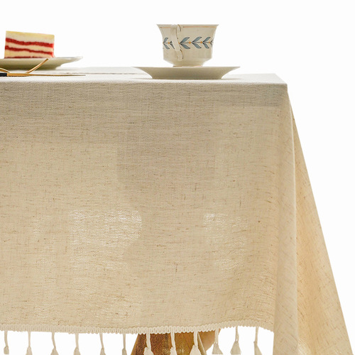 Tablecloth hollow simple embroidered letters fabric tassel long stripes home dining table mat decorative coffee table tablecloth