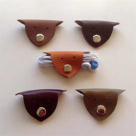 创意可爱耳机绕线器 耳机数据线收纳集线器 便携动物按扣式理线器