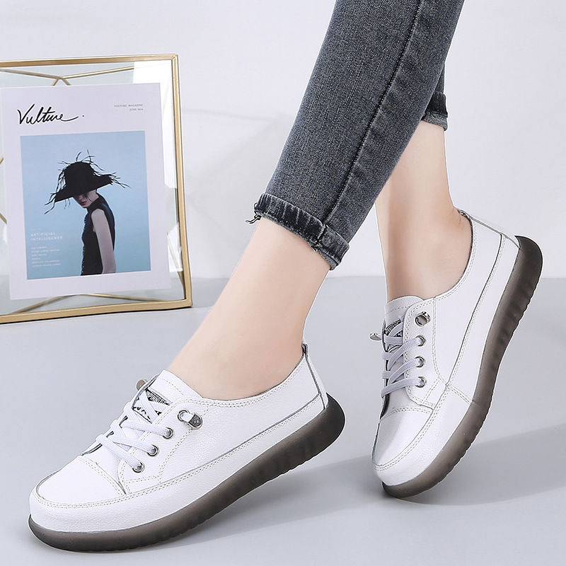 2022 Spring & Fall New White Shoes Internet Celebrity Ins Trbottomy Shoes Korean Style Soft Sole Casual Shoes Genuine Leather Shallow Mouth Flats Sneakers 2022 Spring & Fall New White Shoes Internet Celebrity Ins Trbottomy Shoes Korean Style Soft Sole Casual Shoes Genuine Leather Shallow Mouth Flats Sneakers