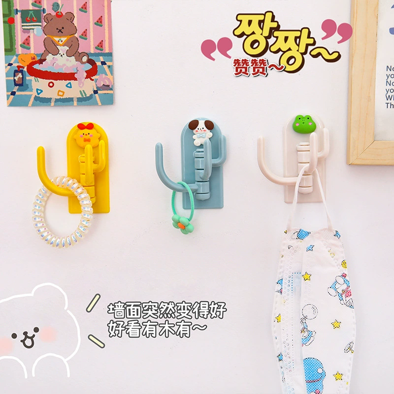 Cute cartoon three -hook hook Student dormitory wall without trace avoidance sticking hook wall door behind the key hook