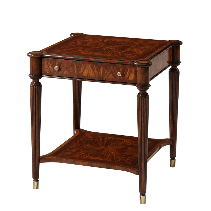 British-style Lacaza bedroom bedside cabinet, wood grain inlaid, Neoclassical living room small corner table, villa solid wood carved furniture