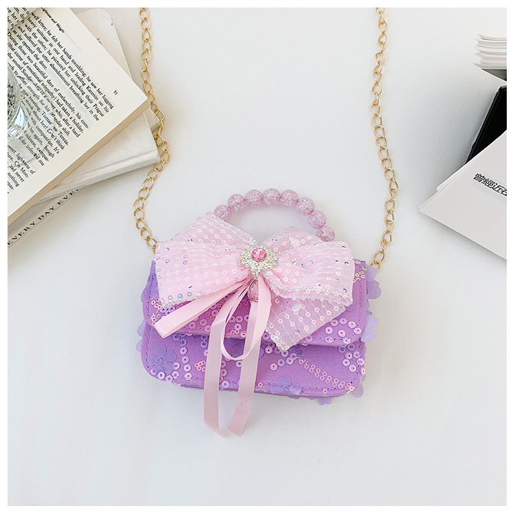 Fantástico arco de encaje princesa mochila lindos carteles animados niños bolsos de hombro bolsos de perlas de dibujos animados