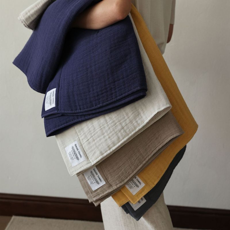 Category A Japanese-style pure cotton wrinkled yarn towel solid color baby and children's square towel face towel Super soft absorbent bath towel