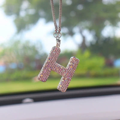 Car hanging, Diamond Love Bear Car Pendant - h-letter-car-pendant-ab-color-transparent-diamond